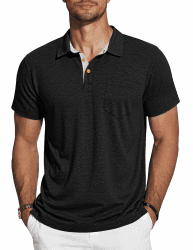 TARAINYA Poloshirt Herren Baumwolle Kurzarm Polo Shirts Männer Sommer mit Brusttasche M-4XL B Schwarz L Angebot bei HelloDeals