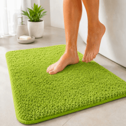 Floordirekt Badematte Sky - Badezimmerteppich - Weicher, dichter Hochflor - Rutschhemmend & Schnell trocknend - Geeignet für Fußbodenheizung - Eckig & Rund (70 x 120 cm, Apfelgrün) 70 x 120 cm (Rechteckig) Apfelgrün Angebot bei HelloDeals