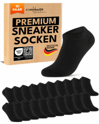 10 Paar Premium Sneaker Socken Herren & Damen aus gekämmter Baumwolle mit Komfortbund ohne drückende Naht 35-38 Schwarz Angebot bei HelloDeals