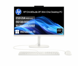 HP OmniStudio 24-cv0217ng All-in-One KI PC, 23,8 Zoll Entspiegeltes FHD IPS Display, AMD Ryzen 5, 16 GB LPDDR5x, 512 GB SSD, AMD Radeon Grafik, Windows 11 Home, QWERTZ Tastatur, Cotton White Angebot bei HelloDeals