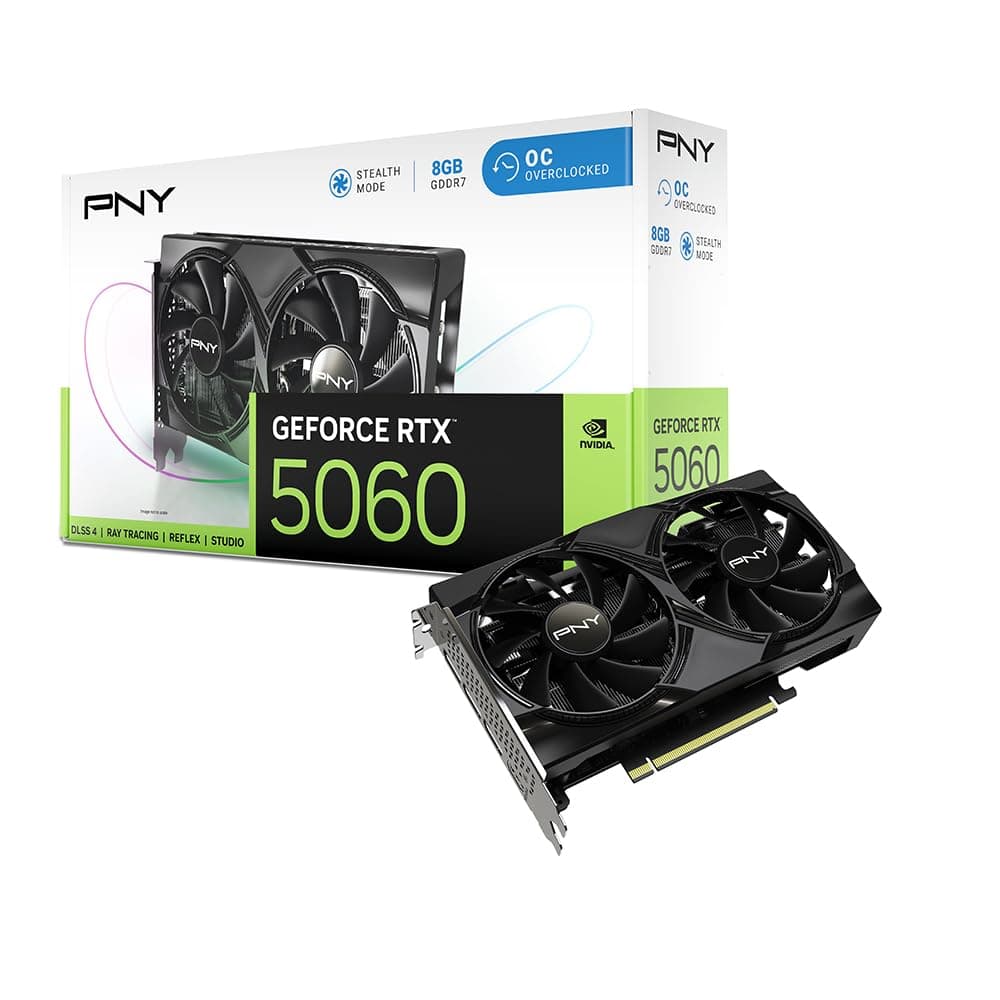 PNY GEFORCE RTX™ 5060 8GB Overclocked Dual Fan DLSS 4 Graphics Card VCG50608DFXPB1-O OCDual Fan Angebot bei HelloDeals