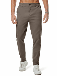 JMIERR Baumwolle Chino Hosen Herren Stretch Cargohose Hose Männer Business Freizeit Hosen Elastische Taille mit Taschen Taupe S Angebot bei HelloDeals