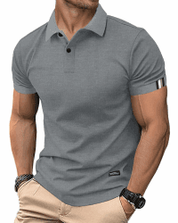 HMIYA Herren Poloshirt Kurzarm Männer Sommer Knopfleiste T-Shirts Basic Golf Polohemd XL Grau Angebot bei HelloDeals