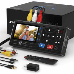 Portta VHS to Digital Converter, Video VHS Digitalisieren Recorder mit Remote, Videokassetten Digitalisieren Compatible with VHS, VCR, DVR, DVD, Hi8, Mini DV, Camcorder, Cassette Tape, Gaming Consoles VHS to HDMI Converter with Screen Angebot bei HelloDeals