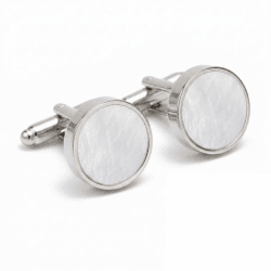 Manschettenknöpfe Herren Perlmutt Rund - Elegante Muschel Cufflinks Silber für Französische Manschetten Hemd Hochzeit Business - Handverlesene Einlage 16 mm Poliert 1 Paar Angebot bei HelloDeals