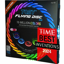 TOSY Flying Disc – 108 RGB-LEDs oder 36 einfarbige LEDs, sehr hell, Smart-Modi, Auto-Aufleuchten, wiederaufladbar, wasserdicht, Outdoor-Spielzeug für Kinder & Erwachsene, 175 g Rgb (Multi-color, Black Disc) Angebot bei HelloDeals