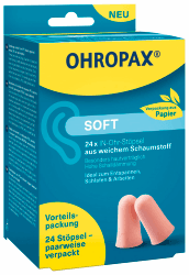 OHROPAX Soft Ohrstöpsel – 24 Stück Vorteilspackung, Schaumstoff-Gehörschutz mit SNR 31 dB, Earplugs zum Schlafen, Arbeiten & Entspannen, Verpackung aus Papier Neutral 24 Stück Angebot bei HelloDeals