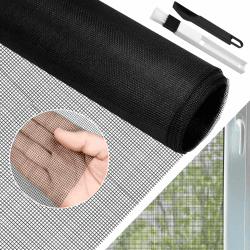 BUZIFU Fliegengitter Meterware, Fiberglas-Fliegengitter Gewebe, 130x 450 cm, Insektenschutz Gaze Fenster Mesh mit Fensterputzbürste, Schutz gegen Mücken, UV-beständig für Fenster und Türen (Schwarz) 130x450cm Schwarz Angebot bei HelloDeals