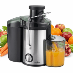 LEHMANN Zentrifugal Entsafter für Obst und Gemüse, Schnelle Saftzubereitung, 75 mm Einfüllschacht, BPA-frei, 2 Geschwindigkeiten, Leicht zu reinigen, elektrische Saftmaschine aus Edelstahl Angebot bei HelloDeals