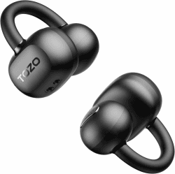 TOZO OpenEarRing Open-Ear Clip Kopfhörer Kabellos Bluetooth 40h IPX5 LED | Ultraleichtes 5,1g Clip-Design mit App EQ, Bluetooth 5.4, Digitalanzeige, sicherer Halt beim Sport und klare Anrufe Schwarz Angebot bei HelloDeals