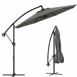 GarveeLife Sonnenschirm Ø300cm Ampelschirm 360° drehbar Gartenschirm mit Kurbel UV-Schutz UPF 50+ Wasserabweisender Gartenschirm mit Schutzhülle und Ständer für Terrasse Balkon Grau Angebot bei HelloDeals