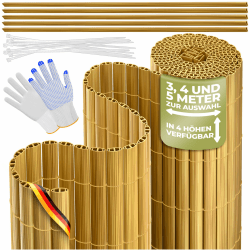 KESSER® PVC Sichtschutzmatte Sichtschutzzaun 160x500cm Balkonverkleidung Windschutz verstärkte Lamellen für Garten Balkon & Terrasse Balkonumrandung inkl Kabelbindern, Abdeckung & Handschuhe Bambus Bambus 160 x 500 cm Angebot bei HelloDeals