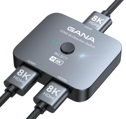HDMI Splitter 8K@60Hz 4K@120Hz, GANA HDMI 2.1 Switch, Aluminium Bidirektional HDMI Switcher 2 In 1 Out oder 1 In 2 Out HDMI Verteiler, HDMI Umschalter Unterstützt 8K 4K für PS5 HDTV Xbox Gray Angebot bei HelloDeals