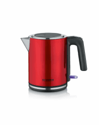 Severin elektrischer Wasserkocher 1L, Kalkfilter, Edelstahl, 2400W | XXL-Öffnung, einfache Nutzung, retro, leichte Reinigung, 1-Hand-Bedienung, Dampfstopp-Automatik, Kontrollleuchte, rot, 3427 1 Liter Rot Angebot bei HelloDeals