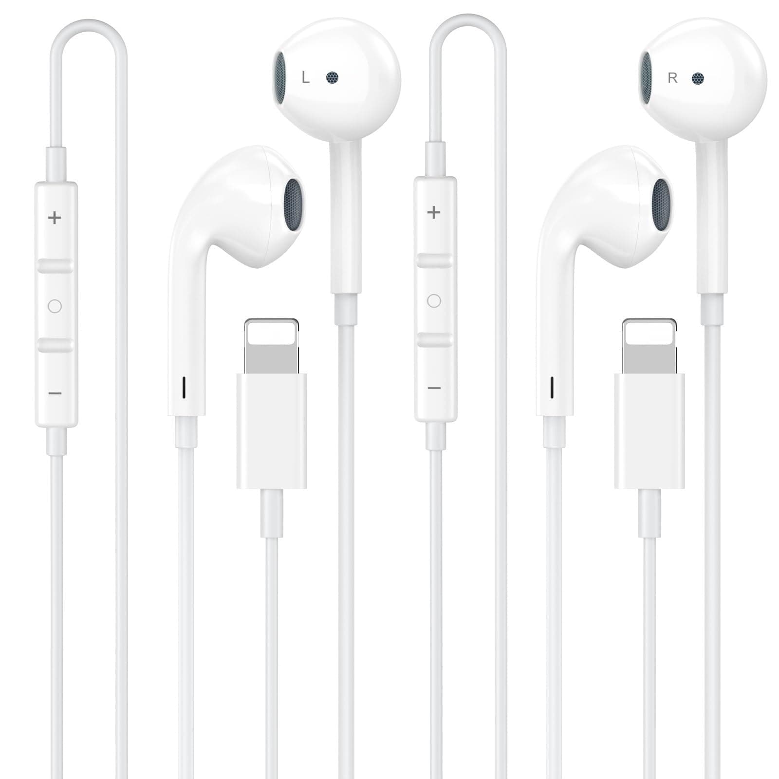 2 Stück Lightning Kopfhörer für iPhone, In-Ear Kopfhörer Kabelgebunden mit Mikrofon & Lautstärkeregler, Echtes Plug & Play (Kein Bluetooth), Kompatibel mit iPhone 14 13 12 11 Pro Max X XR 8 7 Lweiß Angebot bei HelloDeals
