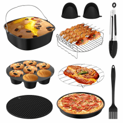 10 Stück Airfryer Zubehör für Philips Airfryer 2000 Series 6,2L (NA230/00), Heißluftfritteuse Zubehör für COSORI Turboblaze 6L 5,5 l, COSORI Turbo Tower Pro Smart 10,8L, BPA-frei Air fryer Accessories Angebot bei HelloDeals