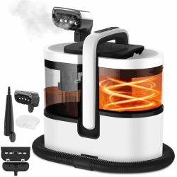 HJH Polsterreiniger Gerät Teppichreiniger 1800W, 100°C Steam Cleaner Schnellheizung, 18Kpa Nasssauger mit Starker Saugkraft, Tragbarer Dampfreiniger für Sofa, Teppich, Polster, Vorhänge, Autositz Schwarz Angebot bei HelloDeals