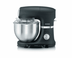 SEVERIN Küchenmaschine mit Waage, große Knetmaschine für bis zu 3 kg Kuchenteig, robuste Teigmaschine mit Knethaken, Flachrührer und Schneebesen, 1.000 W, schwarz, matt,Edelstahl, KM 3898 Küchenmaschine mit intergrierter Waage Angebot bei HelloDeals