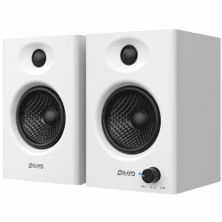OHAYO 60W Aktive PC-Lautsprecher, Bluetooth 5.3 & USB-C/RCA/AUX Regallautsprecher für Gaming & Musik - Stereo 2.0 Lautsprecher Set, 1Paar (1 aktiver & 1 passiver) Weiß Angebot bei HelloDeals
