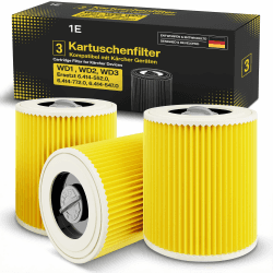 3 Filter für Kärcher Staubsauger [WD3, WD2, WD1, MV3, MV2, A, K, KNT, NT, SE, VC] – ersetzt 6.414-552.0 – 3 Rundfilter + 3 Verschluss-Schrauben für Allergiker gegen Feinstaub & Gerüche WD3 - 3 Filter Angebot bei HelloDeals