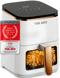 Preisgekrönt Heißluftfritteuse weiß TURMIX CX 250 - Compact 3.5L Airfryer 1350W Transparentes Fenster, Touchdisplay mit 10 automatische Garprogramme - Schweizer Marke des Jahres Angebot bei HelloDeals