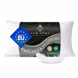 FAM' Home Kopfkissen 60x70 cm – Federkissen mit 100% Entenfedern – Kein Verklumpen – Atmungsaktiver Baumwollbezug, Waschbar – Für Seiten- & Rückenschläfer, Hotelqualität, Oeko-TEX Standard 100 60 x 70 cm Angebot bei HelloDeals
