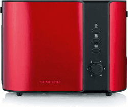 SEVERIN Automatik-Toaster, Toastgerät mit Brötchenaufsatz, hochwertig aus Edelstahl, zum Toasten, Auftauen und Erwärmen, 800 W, rot, AT 2217 Angebot bei HelloDeals