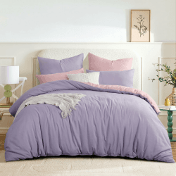 RUIKASI Bettwäsche 200x220 Lavendel Rosa 3teilig - Wendebettwäsche Bettbezug 200 x 220 mit Reißverschluss, Oeko-TEX Mikrofaser Bettwäsche Sets, Weich und Bügelfrei 200x220 3teilig Lavendel Rosa Angebot bei HelloDeals