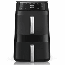 TopStrong Heißluftfritteuse XXL 11L, Airfryer Doppelkammer übereinander, 2 Kammern Heissluftfritteuse, 2500W, 6 Funktionen, 8 Rezepte, spülmaschinenfest, energiesparend Schwarz Angebot bei HelloDeals