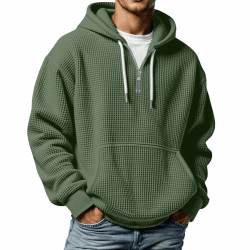 Kapuzenpullover Herren mit Waffelmuster Lässig Lockere Hoodies Taschen Einfarbig Bequem Pullover Alltag Freizeit Sport Kapuzen Sweatshirt Teenager Streetwear A02 Armeegrün L Angebot bei HelloDeals