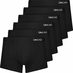 QINCAO Boxershorts Herren 6 Pack aus Baumwolle, Weich & Komfortabel | Hochwertige Baumwolle, Unterhosen Männer, der Stoff Verformt sich Kaum, Keine Kratzenden Etiketten, Ideal für den Alltag L 6x Schwarz Angebot bei HelloDeals