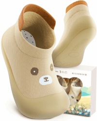 Krabbelschuhe Kinder [Zehen und Fersenschutz] - Lauflernschuhe 6-18 Monate für maximale Sicherheit - Hausschuhe Kinder Turnschläppchen Jungen & Mädchen - Kinderhausschuhe Sockenschuhe Beige 18-19 Angebot bei HelloDeals