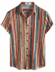 VATPAVE Herren Hawaii Hemd Männer Kurzarm Sommer Freizeithemd Casual Strand Blumen Hawaiihemd XL Blau Rot Angebot bei HelloDeals