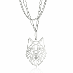 VASSAGO Wolf Halskette für Männer Frauen Edelstahl Tierkopf Halskette Gothic Punk Rock Herren Anhänger Modeschmuck Silber geschichtete halskette Angebot bei HelloDeals