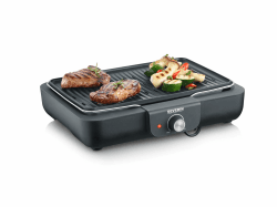 Severin Tischgrill mit Aluminium-Grillplatte, für drinnen und draußen, Alu-Druckgussplatte, Elektrogrill mit schnellem Grill-Start, einstellbar bis zu 230°C, 2.200 W, schwarz, PG 8556 Angebot bei HelloDeals