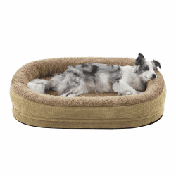 Pawk Orthopädisches Hundebett Mittelgroße Hunde, Vierseitiges Nackenrolle Kissen Hundebett Orthopädisch, Memory Foam Hundekorb Wasserdicht rutschfest, Hundebetten Abnehmbar und Waschbar Hellbraun L 89 x B 63 x H 18 cm Angebot bei HelloDeals