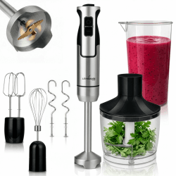 LEHMANN Stabmixer Set 1200 Watt - Multifunktions Pürierstab 5-in-1-6 Zubehör - 860 ml Messbecher - 8-stufige Geschwindigkeitsregelung - Turbo-Funktion - 15.000 U/Min - BPA-frei - Goldene Klinge Angebot bei HelloDeals