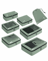 ECOHUB Packwürfel für Koffer, 7 Stück, Reise-Organizer, Packtaschen, recyceltes PET, umweltfreundlich, Reisezubehör, Schuhtaschen für Reisen, Aufbewahrungstasche, Gepäck-Organizer, Reisetasche(Grün) Angebot bei HelloDeals