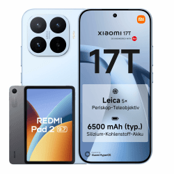 XIAOMI 17T Smartphone 12GB+256GB, Handy mit Android, 6,59'' 120Hz Display, 6500mAh Akku, Leica 5X Telekamera, 67W HyperCharge, Blau, 3 Jahre Herstellergarantie, inkl. Redmi Pad 2 9.7 4+64GB Gray Blau 12+256GB Xiaomi 17T bundle mit Xiaomi Redmi Pad 2 9.7 4 Angebot bei HelloDeals