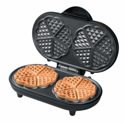 Bestron Doppel-Waffeleisen für klassische Herzwaffeln, Herzwaffeleisen mit Backampel & Antihaftbeschichtung, ideal für Kindergeburtstage, Ostern & Weihnachten, Farbe: Mattschwarz, ADWM1000BL Angebot bei HelloDeals