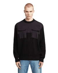G-Star Herren Woven Mix R Knit Sweater S Schwarz (Dk Black D26725-c868-6484) Angebot bei HelloDeals