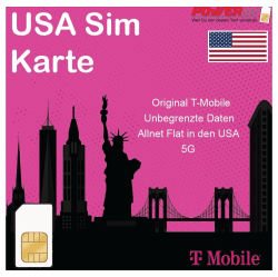 T-Mobile Prepaid SIM Karte unbegrenzte* Internetdaten USA, 5 GB Free Roaming für Kanada und Mexiko vom Power SIM Shop Unbegrenzt 30 Tage Angebot bei HelloDeals