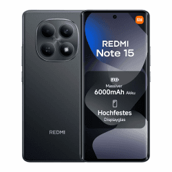 XIAOMI Redmi Note 15 Smartphone (8+256 GB) – Handy mit Android, 6000-mAh-Akku, wassergeschützt, 108-MP-Kamera, 6,77" FHD+ Display, Schwarz, 2 Jahre Garantie Redmi Note 15 8+256GB Schwarz Angebot bei HelloDeals