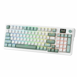 Redragon K719 Kabellose Gasket-Gaming-Tastatur mit Hype-Bildschirm, Knopf, mechanische Tastatur mit 95 Tasten, leicht bedienbares 1,14-Zoll-TFT-Infodisplay 5-lagige Geräuschdämpfung, linearer Schalter Jade Cloud Angebot bei HelloDeals