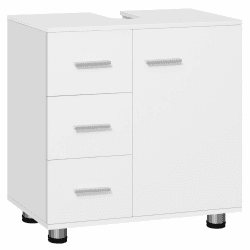EUGAD Waschbeckenunterschrank, Badezimmerschrank mit 3 Schubladen, 2 Fächer hinter Tür, verstellbare Ablage, Badezimmer Unterschrank, Waschtischunterschrank weiß, 60x60x30 cm Weiß 60x30x60 cm Angebot bei HelloDeals
