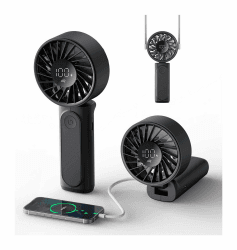 Peiyuu Handventilator, Tragbarer Mini Ventilator mit 4000 mAh, LED-Display Handventilator mit 6 Geschwindigkeitsstufen,180° Faltbarer Ventilator für Homeoffice, Reisen, Outdoor und Schlafzimmer Schwarz Angebot bei HelloDeals