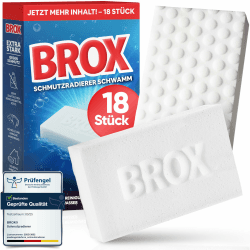 BROX Schmutzradierer, 18 Schwämme | Radierschwamm für Küche, Bad, Schuhe, Auto, Robuster Zauberschwamm, Weißer Magic Eraser Schwamm für alle Arten von Flecken 18 Stück Angebot bei HelloDeals