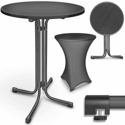 tillvex® Gastro Stehtisch klappbar 2er Set Ø80cm mit Husse | Bistrotisch FERTIG MONTIERT | Klapptisch rund - wetterfester Partytisch | Gartentisch Indoor & Outdoor Ø 80 cm Anthrazit 2 Angebot bei HelloDeals