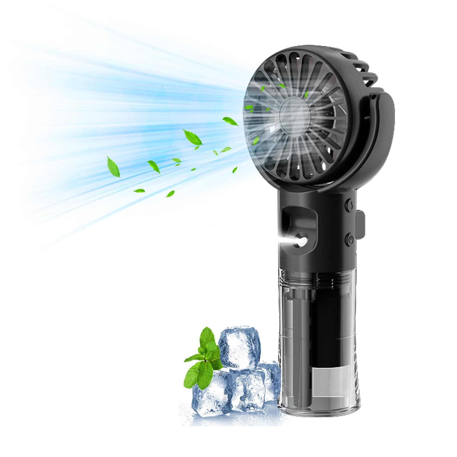 Handventilator mit Wasserkühlung, Tragbarer Handventilator USB Wiederaufladbarer, 4 Geschwindigkeiten, Mini Ventilator mit Wasserkühlung Hand, Ventilator Akku Hand Fan für Reisen Büro (Schwarz) Angebot bei HelloDeals
