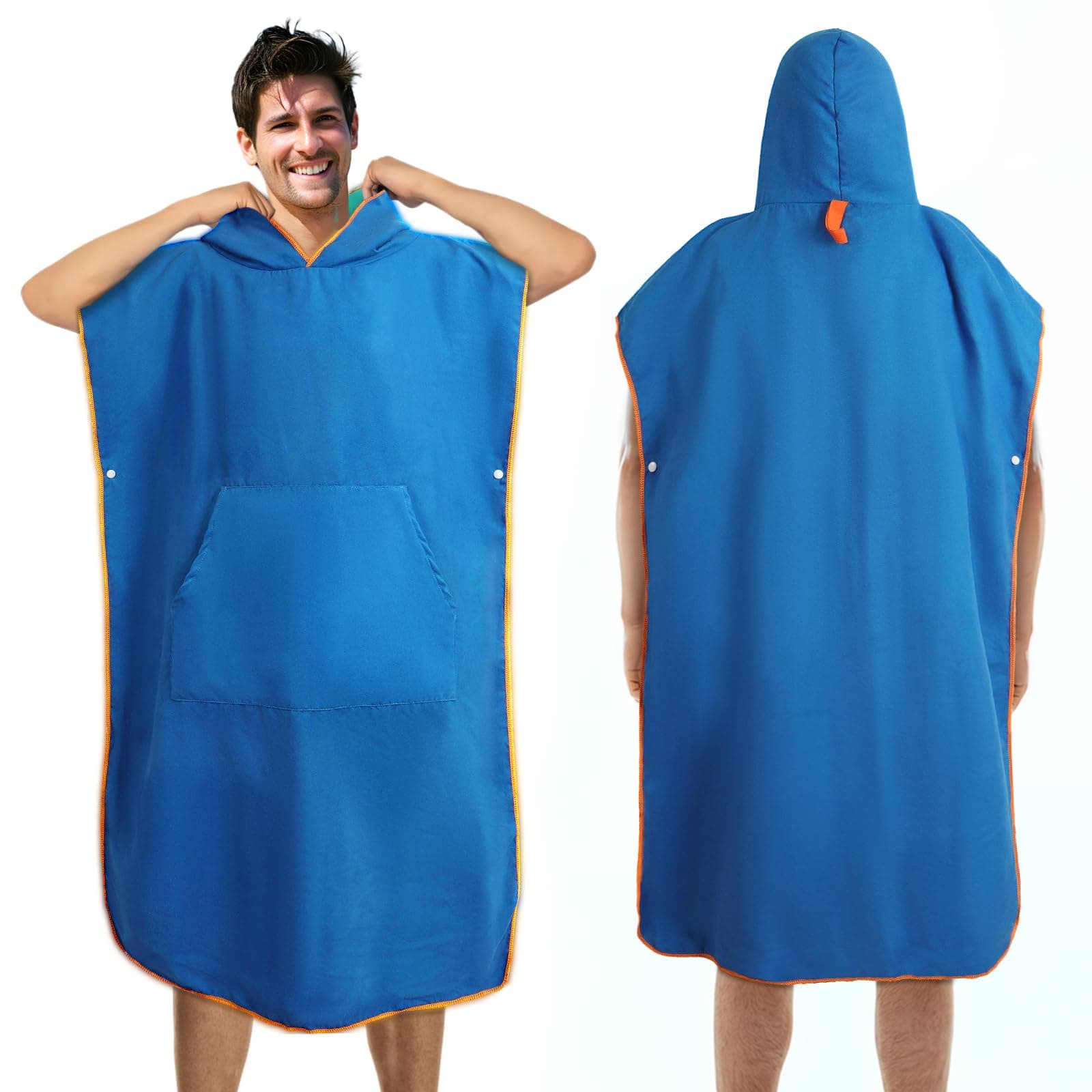 Badeponcho Damen & Herren, Ultraleicht und Schnelltrocknend Badeponcho Erwachsene,Doppelseitige Farbe Mikrofaser Surf Poncho auch als Umkleidehilfe Strand (Saphirblau-hellblau, Large) Large Saphirblau-hellblau Angebot bei HelloDeals